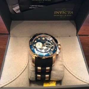 Invicta Men's Pro Quartz Silicone Strap, Black